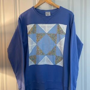 Gildan Blue Geometric Patchwork Sweatshirt